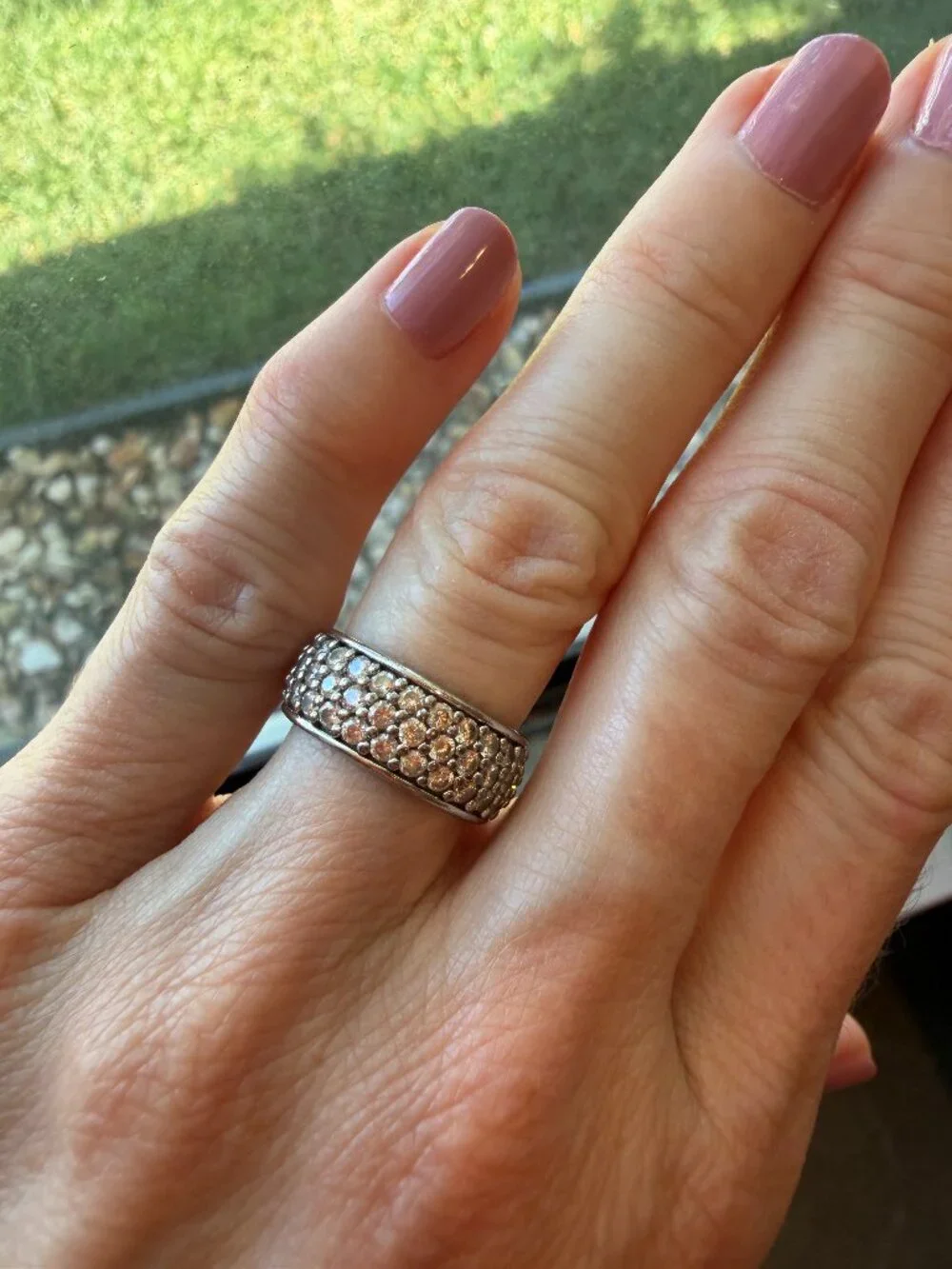 Vintage Diamonique Sterling Silver 925 Pave CZ Eternity Band - Size 5